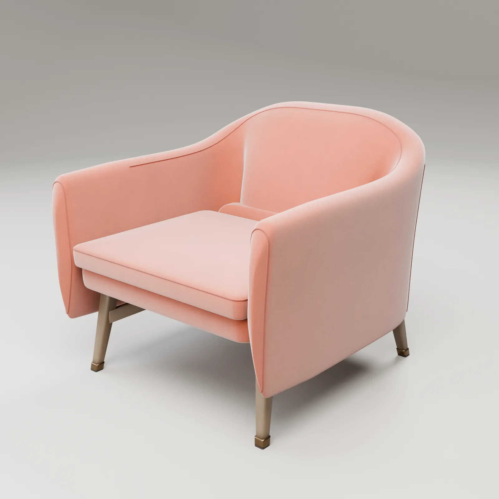 Sienna upholstery variant of the VELA lounge chair on a neutral studio ground.
